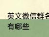英文微信群名称大全 英文微信群名称有哪些