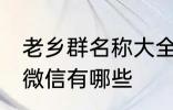 老乡群名称大全微信 老乡群名称大全微信有哪些